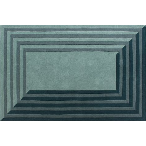 Tapis tufté 100% laine - 200 x 290 cm - Bleu canard - 2000g/m² - SILENE (1/2)