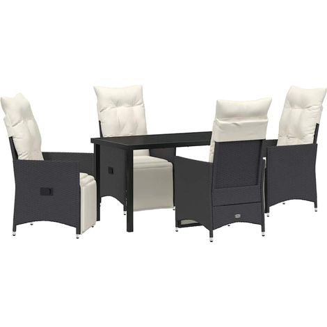 Maison Exclusive - Garten Essgruppe 5 Stk. Schwarz Poly-Rattan (1/5)