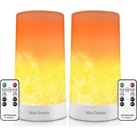 Lumière à effet flamme, 2 lampes LED à effet flamme avec télécommande, rechargeables par USB, bougies LED à effet flamme pour fêtes, chambres, décorations de Noël (1/5)