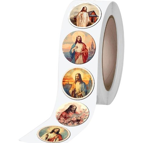 Newspaper Sticker Water Bottle Sticker Party Favor, Jesus Christ Christian Sticker Rolls For Women Men Scrapbooking DIY Stationery Guitar Computer Phone (1/5)
