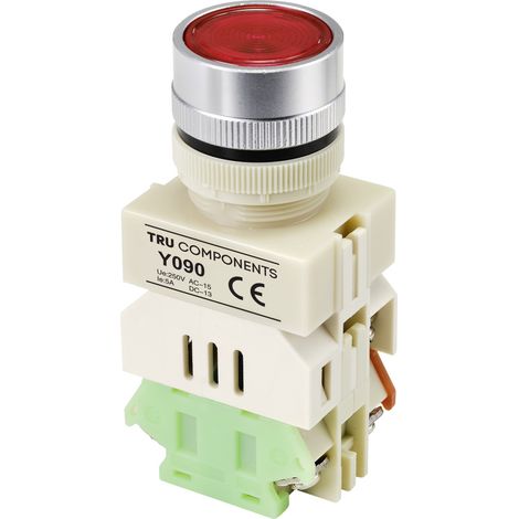 TRU COMPONENTS TC-9219080 Y090 Drucktaster 250 V/AC 5 A 1 x Ein/(Ein) tastend Rot (Ø) 30 mm 1 St. (1/3)