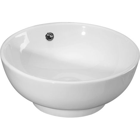 Round Ceramic Countertop Vessel with Overflow - 410mm