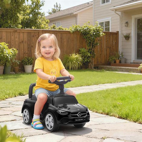 Noir - Machine First Steps pour enfants avec licence avec klaxon et espace de rangement, voiture pour enfants PP & en acier, 65x28x39 cm