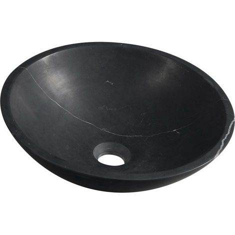 Sapho Blok - Lavabo da appoggio, diametro 40 cm, senza foro per miscelatore, pietra nera 2401-35 (1/5)