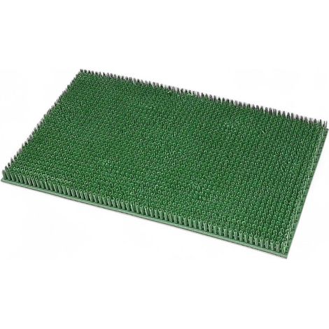 Felpudo drenante verde polietileno efecto césped entrada jardín terraza espesor 23 mm poder limpiador alto 40x70 cm