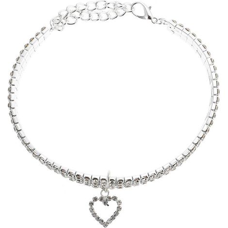 Collar para perro con diamantes de imitación y colgante en forma de corazón (3 piezas) (1/5)