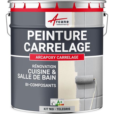 Arcane Industries – Peinture carrelage époxy satinée 1 kg – Résistante aux chocs et aux UV – Application facile sur carrelages et faïences – Couverture jusqu'à 10 m²
