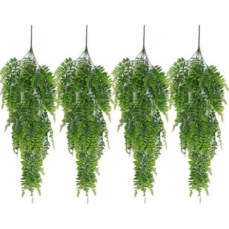 Fougère Artificielle - Boston Fern - 80 cm - Pour Intérieur et Extérieur - Grimpante ou Suspendue - Lot de 4 (1/5)