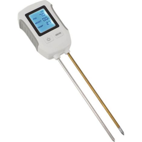 Testeur d'humidité du sol numérique à double sonde – pH-mètre haute précision – Plage pH 3-9 – Alimentation 3 piles AAA (1/4)