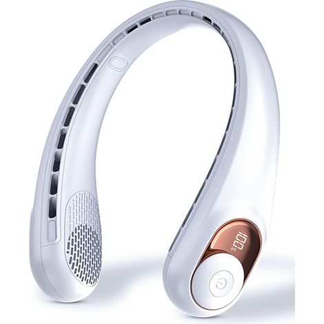 Ventilatore personale con display a LED, ideale per viaggi e sport, con batteria da 4000 mAh, ricaricabile tramite USB-C (bianco). (1/5)