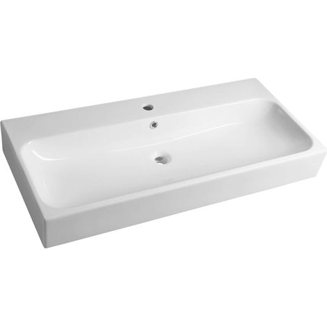 Sapho Toridi - Lavabo 101x47 cm, con troppopieno, foro per rubinetto, bianco TU0221 (1/5)