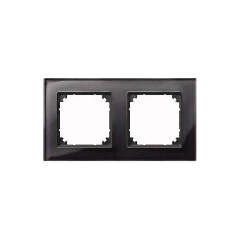 MERTEN 489203 M 2 SALIDAS V RITABLE MARCO DE CRISTAL PLAN, NEGRO ONIX