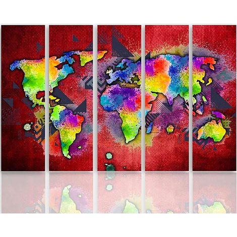 Tableau carte colorée du monde - 150 x 100 cm (1/5)