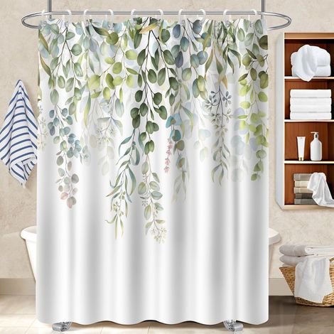 Rideau de douche tissu polyester 180x180 naturel rideau étanche pour ambiance spa à domicile (1/5)