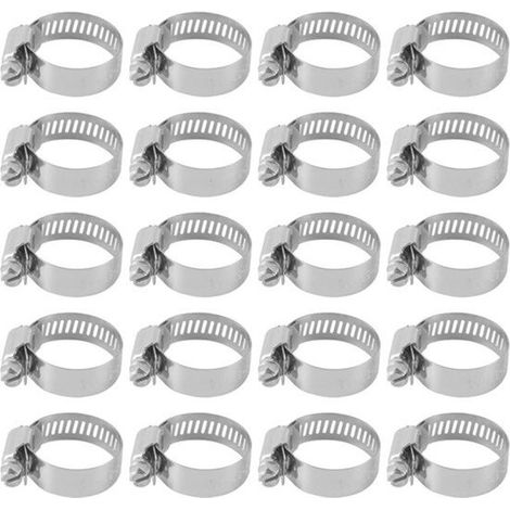 Colliers de serrage pour tuyaux d'eau de 18 à 32 mm, colliers de serrage réglables (20 pièces) avec collier de serrage. (1/5)
