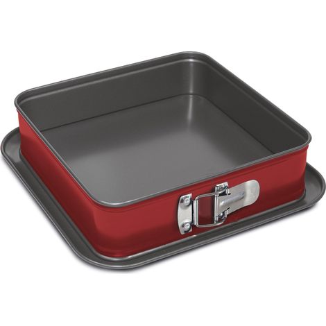 Guardini, Stampo apribile quadrato 24x24 cm, Fondo Salvagoccia, Acciaio con rivestimento antiaderente, Rosso e Grigio, Made in Italy, Linea Rossana