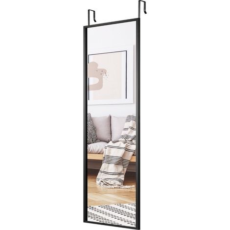 Specchio da parete specchio da porta specchio a figura intera con ganci regolabili in altezza nero