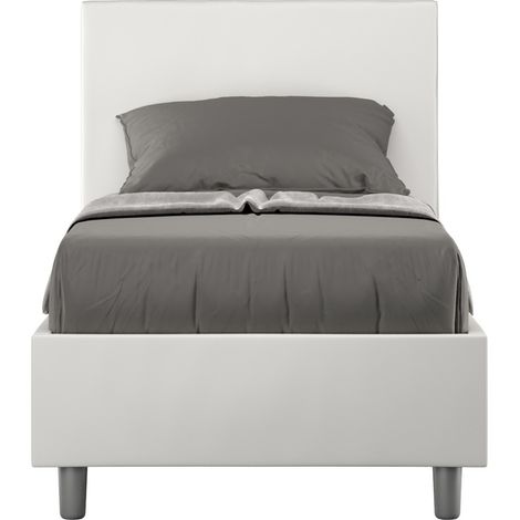 Lit d'appoint 80x190 cm simili cuir blanc Adelyne- (1/5)