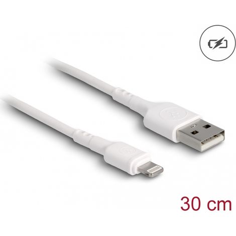 Delock cable de carga usb para iphone™, ipad™, ipod™ blanco 30 cm