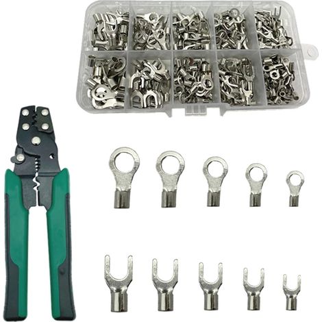 320 Crimpverbinder mit Crimpwerkzeug-Set, 10-in-1-Set, blanke Crimpverbinder, kaltgepresst, U-förmig, O-förmig, verpackt