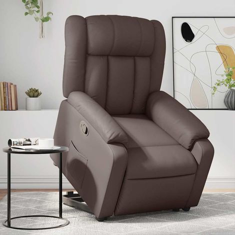 Sillón reclinable elevable cuero sintético marrón vidaXL (1/5)