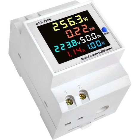 D52-2066 compteur multifonction rail DIN coloré écran LCD tension courant puissance active fréquence mesure d'énergie électrique dispositif de surveillance