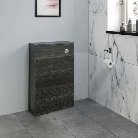 Bathroom Toilet Unit Only Charcoal Grey 500x215mm Cloakroom Furniture Flat Pack (1/5)