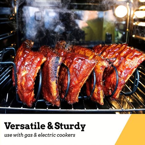 Support à côtes en acier inoxydable, outil de barbecue portable pour grillades en extérieur, peut contenir 4 côtes entières-AquaForge (1/5)