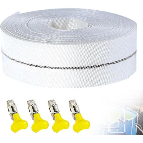 Flat Hose 38 mm x 10 m with 4 Clips Submersible Water Pumps and Other Drainage Pond Garden Irrigation Hot Tub Pool or Sump (1/5)
