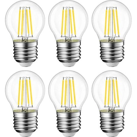 Lot de 6 Ampoule LED Standard E27 4W équivalent à 40W, Ampoule led e27 Vintage 470LM, 2700K Couleur Blanc Chaud Claire, Verre, 6 Pièces [Classe énergétique E] (1/5)