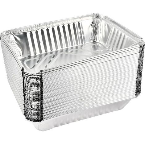 Lot de 50 barquettes de barbecue en aluminium 22 x 15 x 5 virgule 5 cm Pour griller rôtir cuisiner Accessoires de barbecue de 22 (1/4)