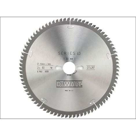 DEWALT Series 40 Circular Saw Blade 250 x 30mm x 80T TCG/Neg DEWDT4287QZ (1/2)