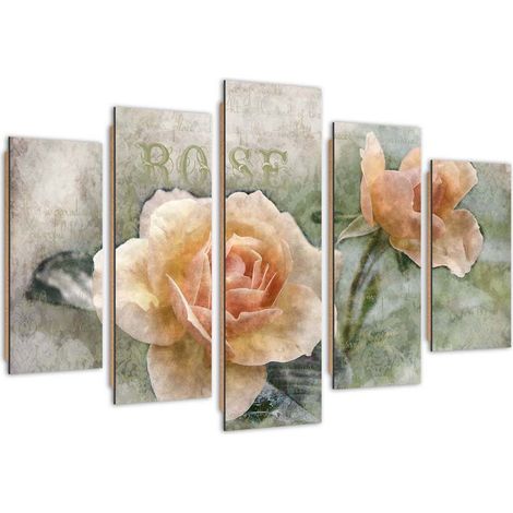 Quadro deco panel 5 parti, Rose da tਠshabby chic - 100x70 (1/5)