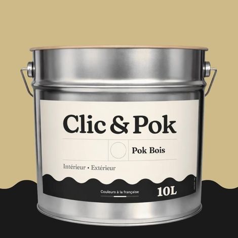 Peinture Bois Extérieur – POK BOIS - 10L - RAL 1000 - Beige vert- Résistante aux intempéries - Ne s'écaille pas (1/4)