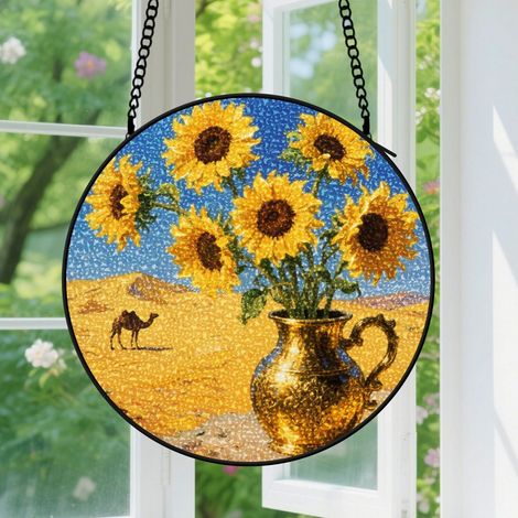 9cm Suspension décorative vitrale pour fenêtre, décoration florale, cadeau pour elle, maman, grand-mère et amis proches (1/5)