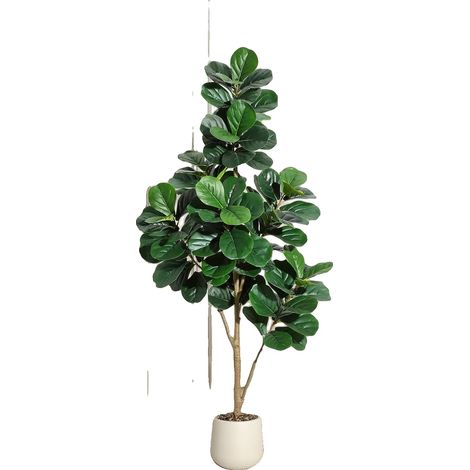 Albero di fico a foglia di violino artificiale, design realistico, nessuna manutenzione, 180 cm, bianco. (1/2)