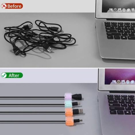Clips CâBles, 6pcs Organisateur CâBle MagnéTique avec Auto-AdhéSifs, Couleur Organiseur De CâBles Pour Bureau, Support Mural Pour (1/5)