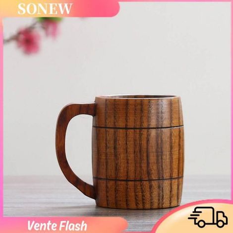 Sonew Chope à bière en bois Chope à Bière Vintage En Bois De 350 Ml Avec Anse Grande Capacité. ] art cuisine Comme indiqué (1/5)