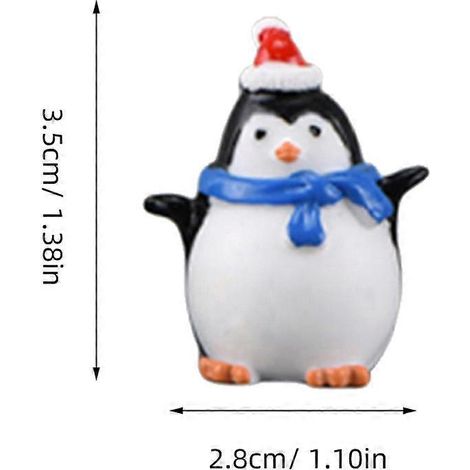 Décorations de Noël : Mini pingouins en résine (lot de 6) (1/3)