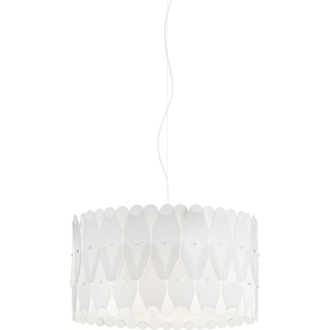 Sospensione Moderna Amanda Polilux ® Bianco E Metallo Cromo 1 Luce E27 D40Cm (1/2)