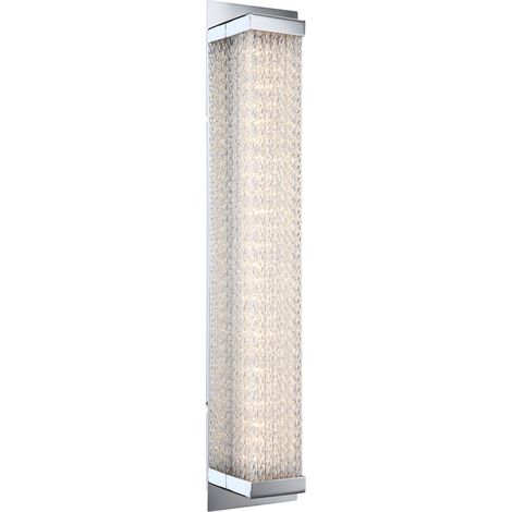 Wandlampe LED Treppenhausleuchte Wohnzimmerlampe Glas Chrom Wandleuchte, 12W 1020lm warmweiß, BxH 10x47,5 cm,  Globo 46633-3