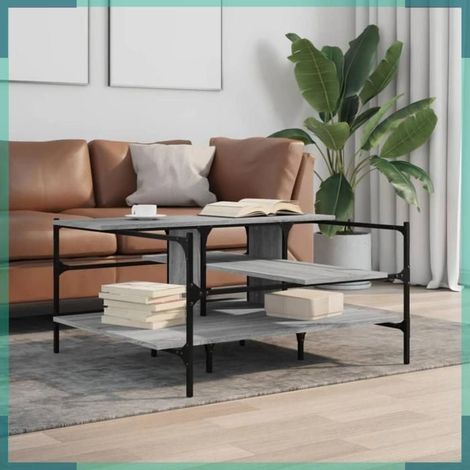842314 Table basse sonoma gris 100x100x48,5 cm bois d'ingénierie (1/5)