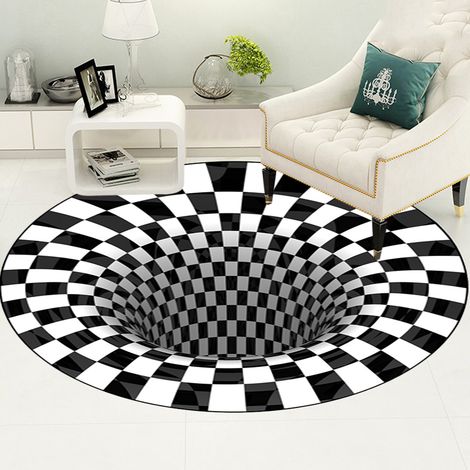 Tapis rond 3D pour salon, paillasson, couverture de table basse, tapis décoratif optique 3D pour chambre, salle à manger, bureau (1/5)