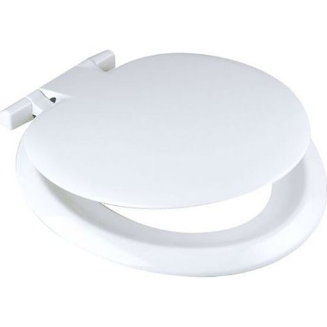 Standard Round Toilet Seat & Cover Stainless 130-160mm Hinge – White