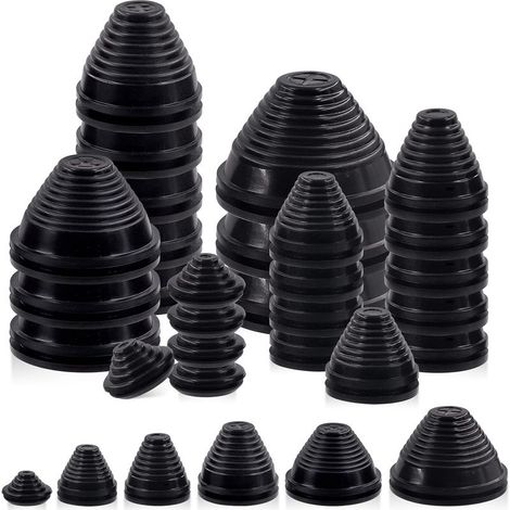 Packung mit 26 Gummitüllen, 6 Größen 25-60 mm, schwarzer Kabelschutz, für Metallbohrlöcher (1/5)