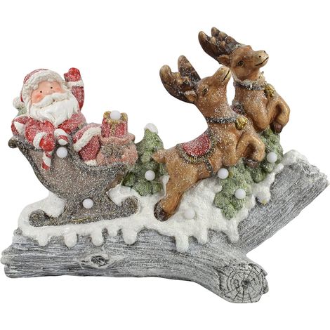 Statua Natalizia Babbo Natale con slitta in poliresina con led h 45 cm (1/3)