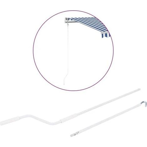 Manivelle - 150 Cm - Pour Stores Extérieurs - Acier Et Plastique - Blanc Argent - 1 Pièce (1/5)