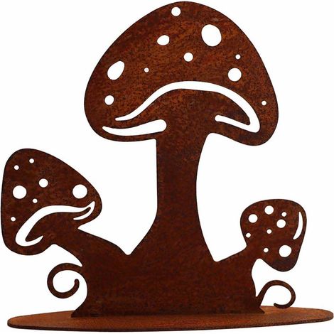Champignon de Décoration d'Automne en Métal avec Patine Rouille pour Jardin et Maison 15x15 cm - PANGIVO (1/4)