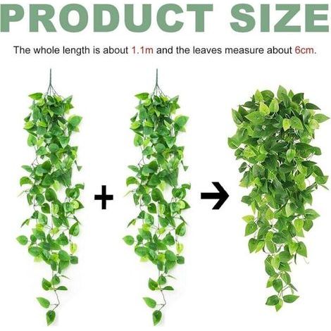 2 Pièces Plante Artificielle Tombante Lierre Vert 100 cm Décoration Intérieure et Extérieure Fausse Plante Verte (1/3)
