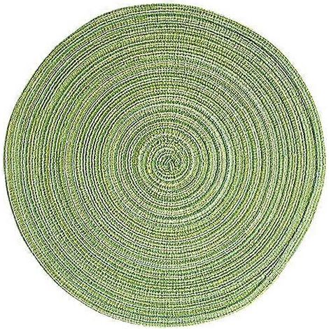 (Vert, lot de 6) Sets de table ronds tissés de 38 cm, isolants thermiques, antidérapants, en coton tressé (1/5)